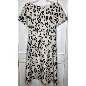 Lafayette 148 New York Amanda Silk Animal Print Short Sleeve Flare Dress Size 2